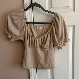 Tan Puff Sleeve Top